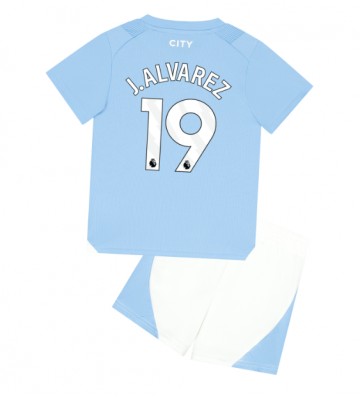 Manchester City Julian Alvarez #19 Hemmaställ Barn 2023-24 Kortärmad (+ Korta byxor)